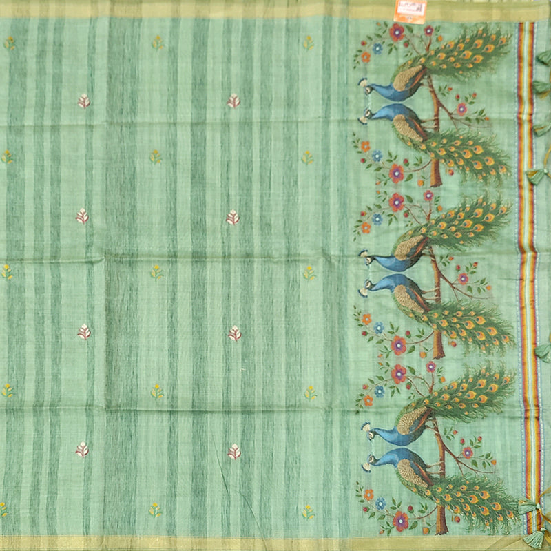 Hayagrivas Powder Green Fancy Cotton Saree KBE2305B6-5