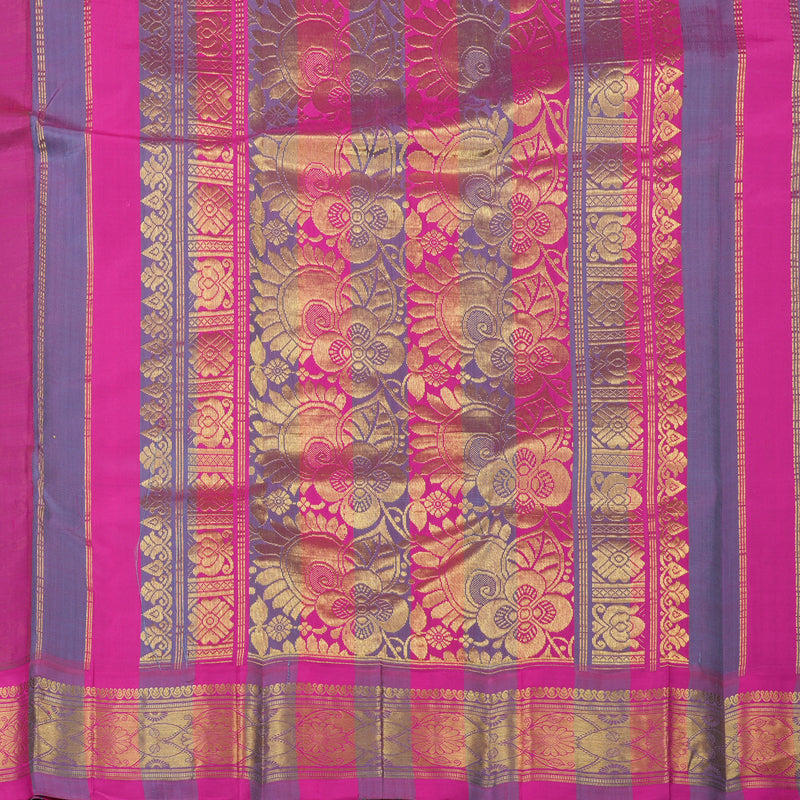Hayagrivas Fluorescent Green Pure One-sided border Kanjivaram Silk Saree KBE2307B1-5