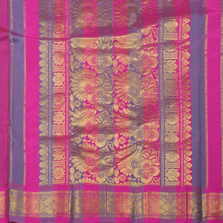 Hayagrivas Fluorescent Green Pure One-sided border Kanjivaram Silk Saree KBE2307B1-5