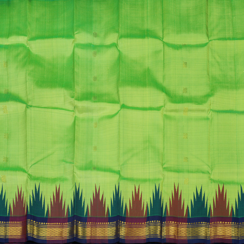 Hayagrivas Neon Green Pure One-sided border Kanjivaram Silk Saree KBE2307B5-10
