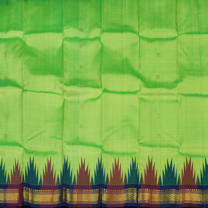 Hayagrivas Neon Green Pure One-sided border Kanjivaram Silk Saree KBE2307B5-10