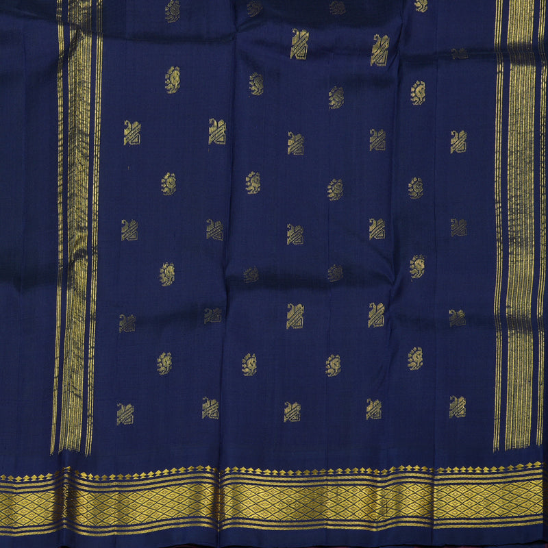 Hayagrivas Neon Green Pure One-sided border Kanjivaram Silk Saree KBE2307B5-10