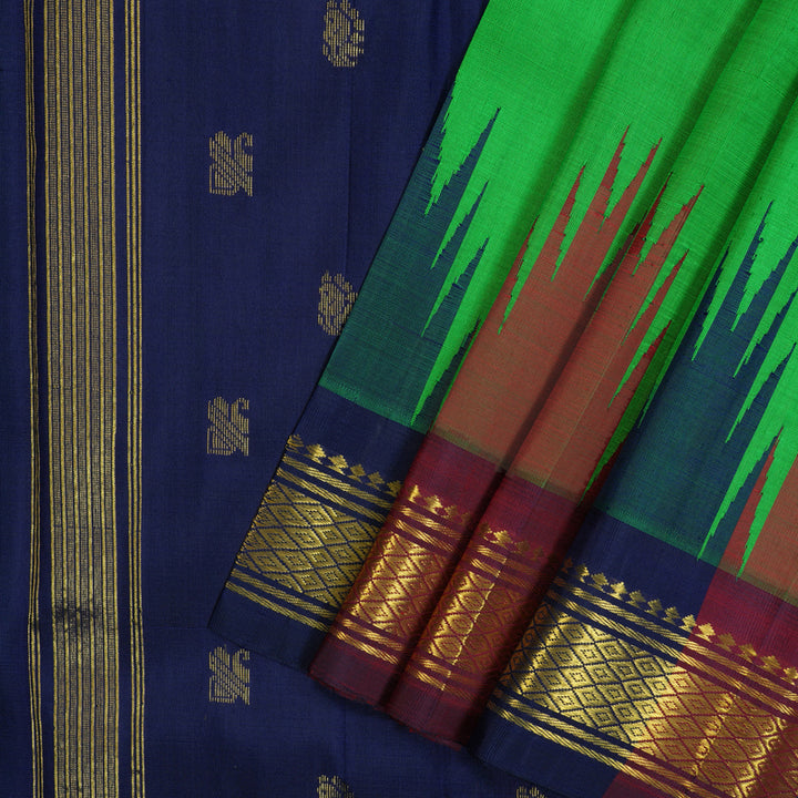 Hayagrivas Meenakshi Pachai Pure One-sided border Kanjivaram Silk Saree KBE2307B5-16
