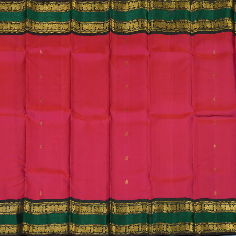 Hayagrivas Handloom Pink Kanjivaram Silk Saree with Karum Pachai Border KBE2312B1-1