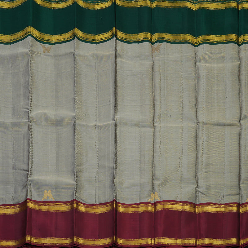 Hayagrivas Handloom Elephant Grey Kanjivaram Silk Saree with Ganga Jamuna Border KBE2312B15-1