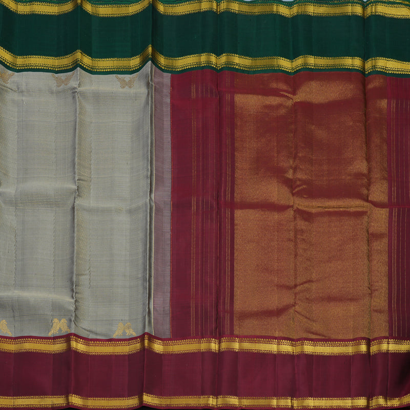 Hayagrivas Handloom Elephant Grey Kanjivaram Silk Saree with Ganga Jamuna Border KBE2312B15-1
