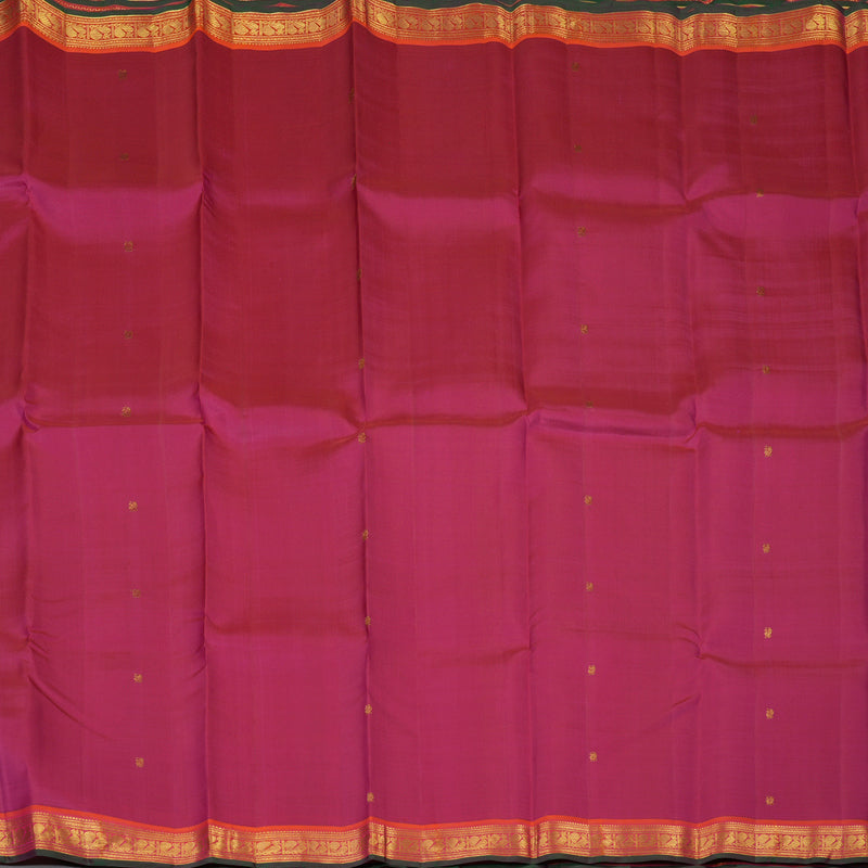 Hayagrivas Handloom Pink Kanjivaram Silk Saree with Orange Border KBE2312B5-1