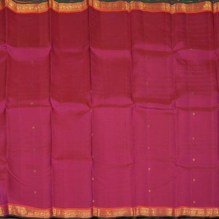 Hayagrivas Handloom Pink Kanjivaram Silk Saree with Orange Border KBE2312B5-1