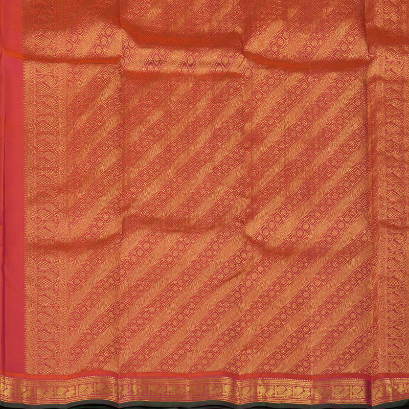 Hayagrivas Handloom Pink Kanjivaram Silk Saree with Orange Border KBE2312B5-1