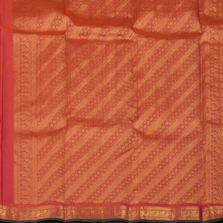 Hayagrivas Handloom Pink Kanjivaram Silk Saree with Orange Border KBE2312B5-1