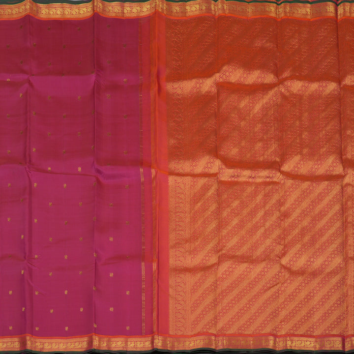 Hayagrivas Handloom Pink Kanjivaram Silk Saree with Orange Border KBE2312B5-1