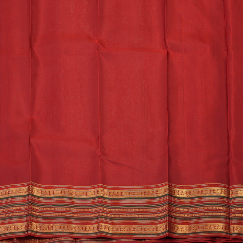 Hayagrivas Handloom Milk-White Kanjivaram Silk Saree with Red Border KBE2314B3-1