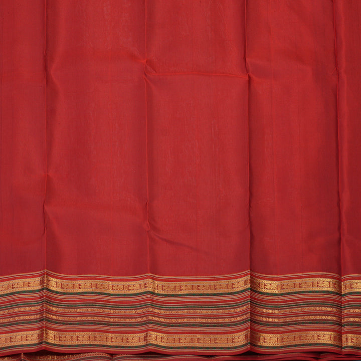 Hayagrivas Handloom Milk-White Kanjivaram Silk Saree with Red Border KBE2314B3-1