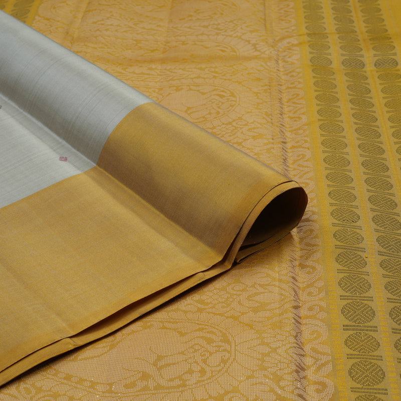 Hayagrivas Handloom Silver Grey Kanjivaram Silk Saree with Ganga Jamuna Border KBE2318B4-1