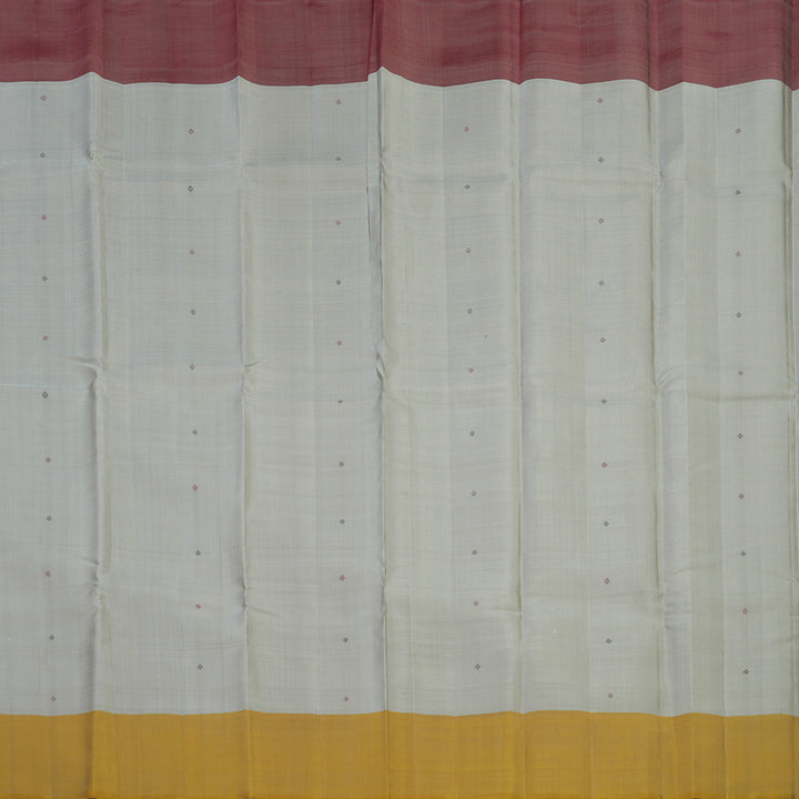 Hayagrivas Handloom Silver Grey Kanjivaram Silk Saree with Ganga Jamuna Border KBE2318B4-1