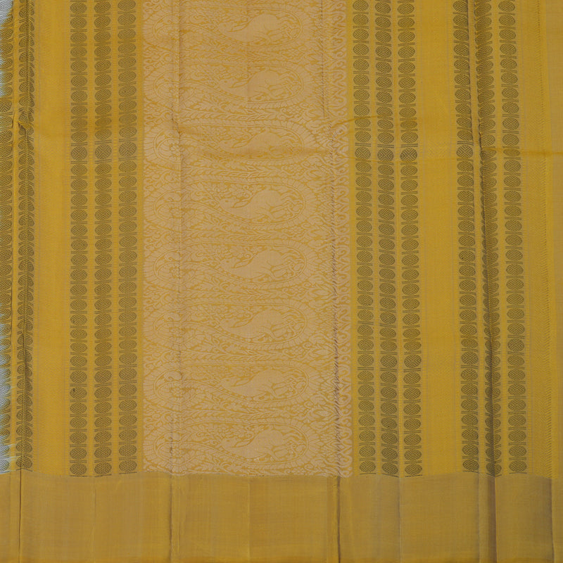 Hayagrivas Handloom Silver Grey Kanjivaram Silk Saree with Ganga Jamuna Border KBE2318B4-1