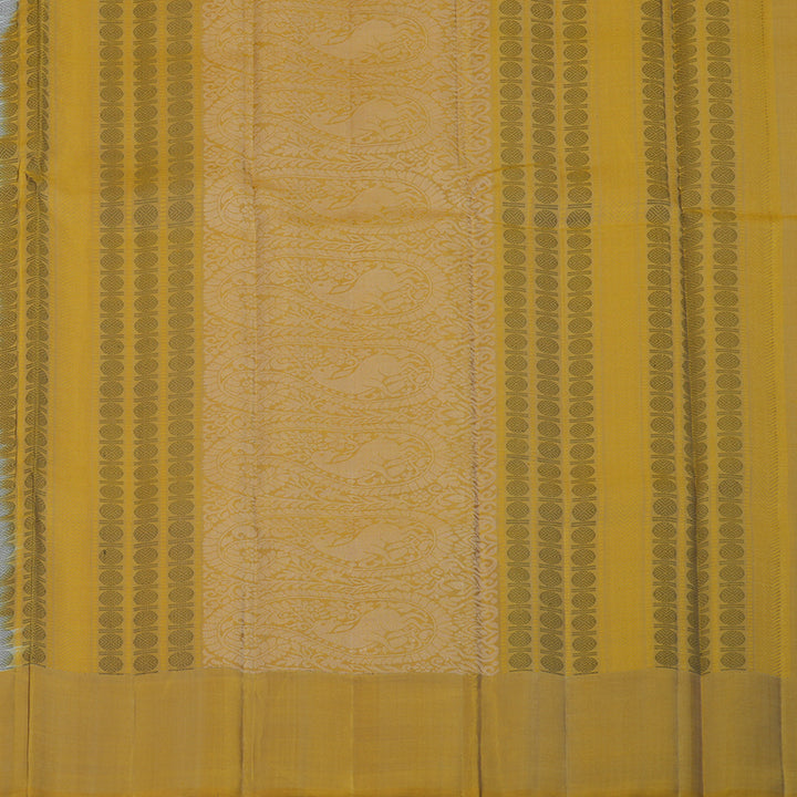 Hayagrivas Handloom Silver Grey Kanjivaram Silk Saree with Ganga Jamuna Border KBE2318B4-1