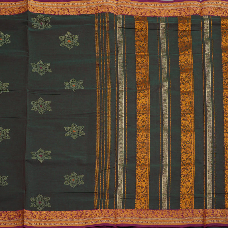 Hayagrivas Handloom Ten Yard Cotton Saree in Smart-looking Mandhalir KBE231D1-5