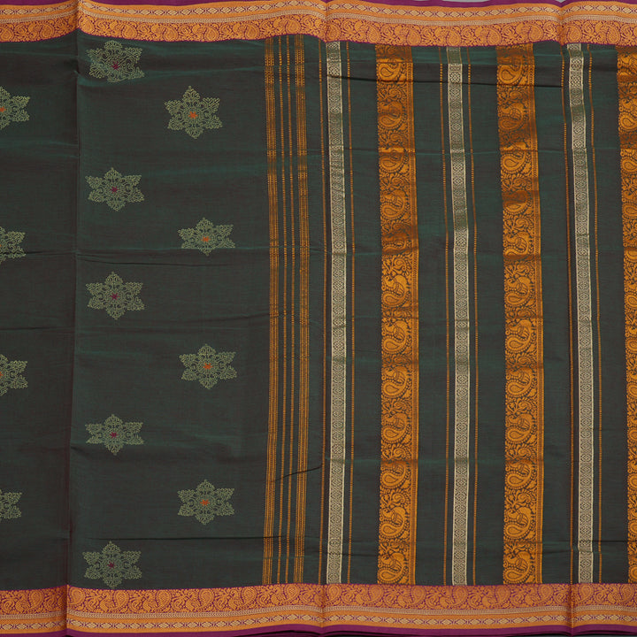 Hayagrivas Handloom Ten Yard Cotton Saree in Smart-looking Mandhalir KBE231D1-5