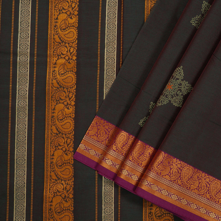Hayagrivas Handloom Ten Yard Cotton Saree in Smart-looking Mandhalir KBE231D1-5