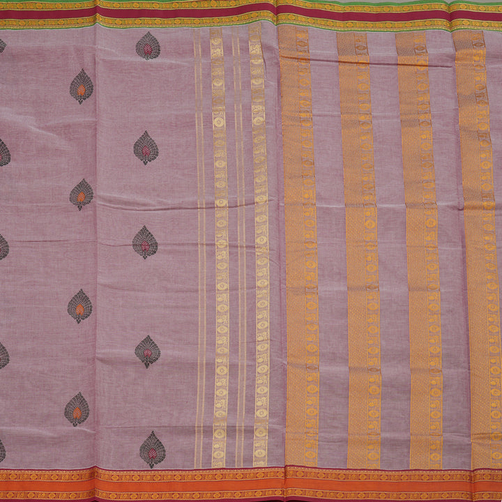 Hayagrivas Handloom Ten Yard Cotton Saree in Graceful Lilac Colour KBE231D1-6