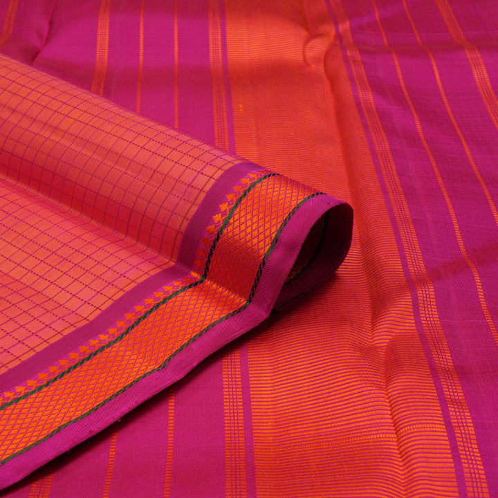 Hayagrivas Handloom Pink Kanjivaram Silk Saree with Magenta Border KBE2320B1-1