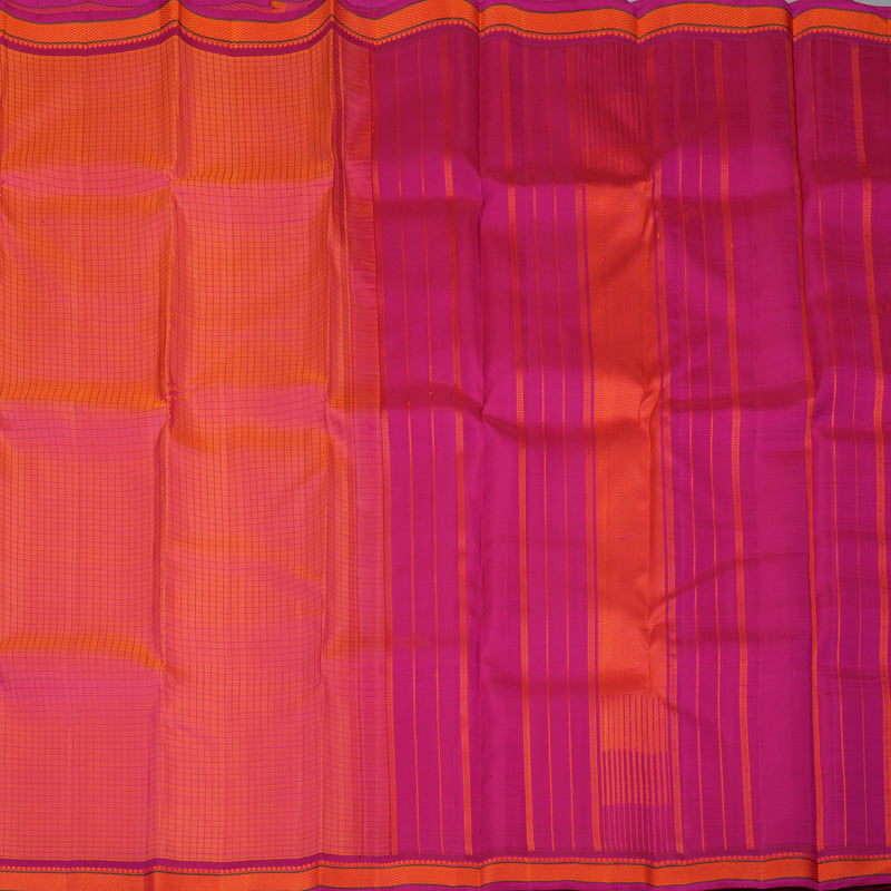 Hayagrivas Handloom Pink Kanjivaram Silk Saree with Magenta Border KBE2320B1-1