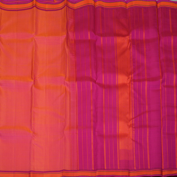 Hayagrivas Handloom Pink Kanjivaram Silk Saree with Magenta Border KBE2320B1-1
