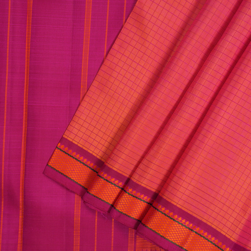 Hayagrivas Handloom Pink Kanjivaram Silk Saree with Magenta Border KBE2320B1-1