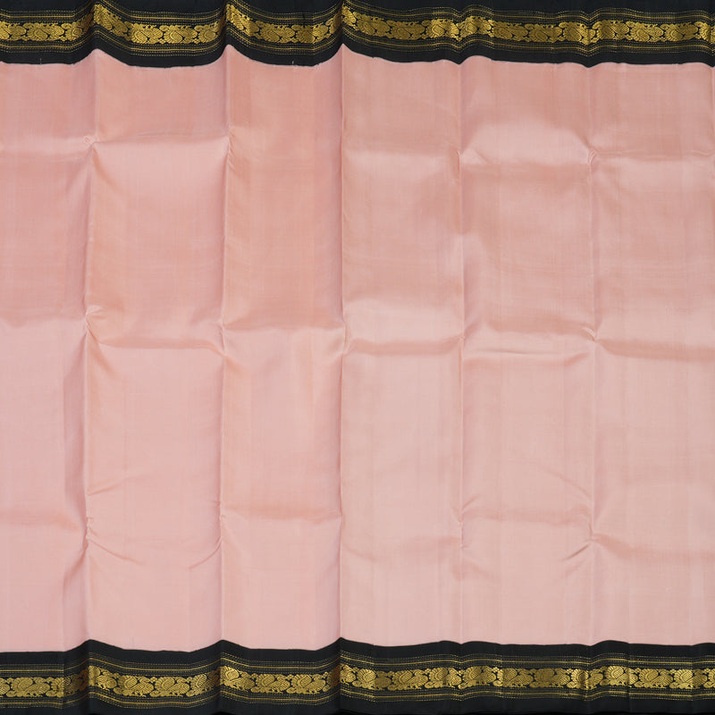 Hayagrivas Handloom Peach Pink Kanjivaram Silk Saree with Black Border KBE2321B1-1
