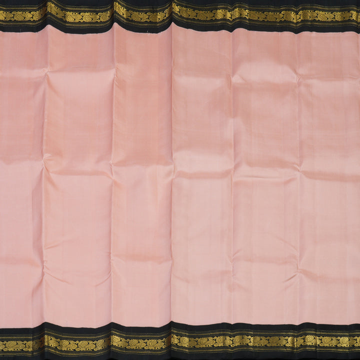 Hayagrivas Handloom Peach Pink Kanjivaram Silk Saree with Black Border KBE2321B1-1