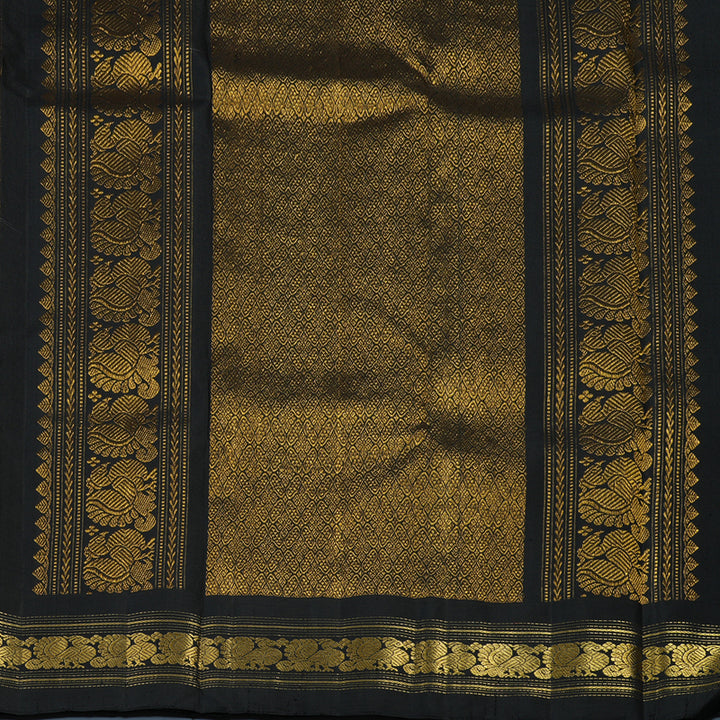 Hayagrivas Handloom Peach Pink Kanjivaram Silk Saree with Black Border KBE2321B1-1