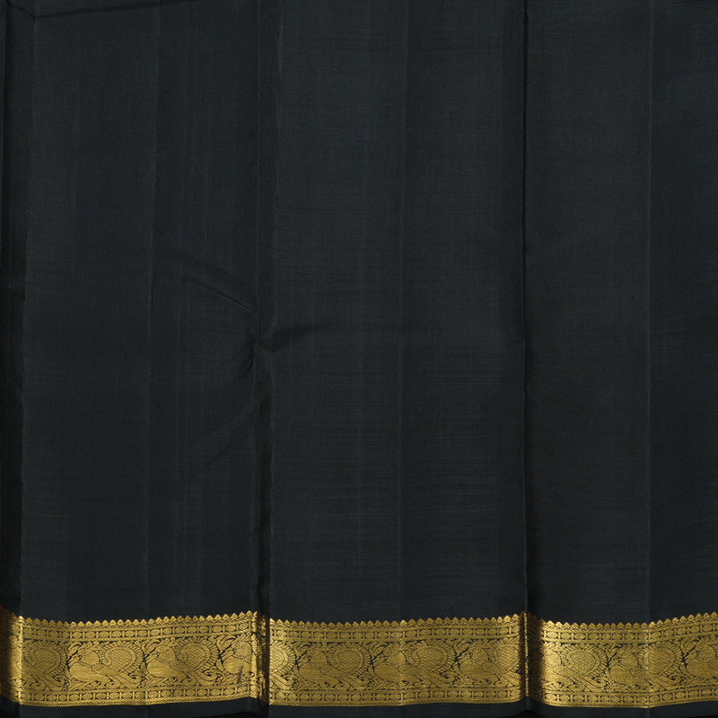 Hayagrivas Handloom Royal Grey Kanjivaram Silk Saree with Black Border KBE2324B5-1