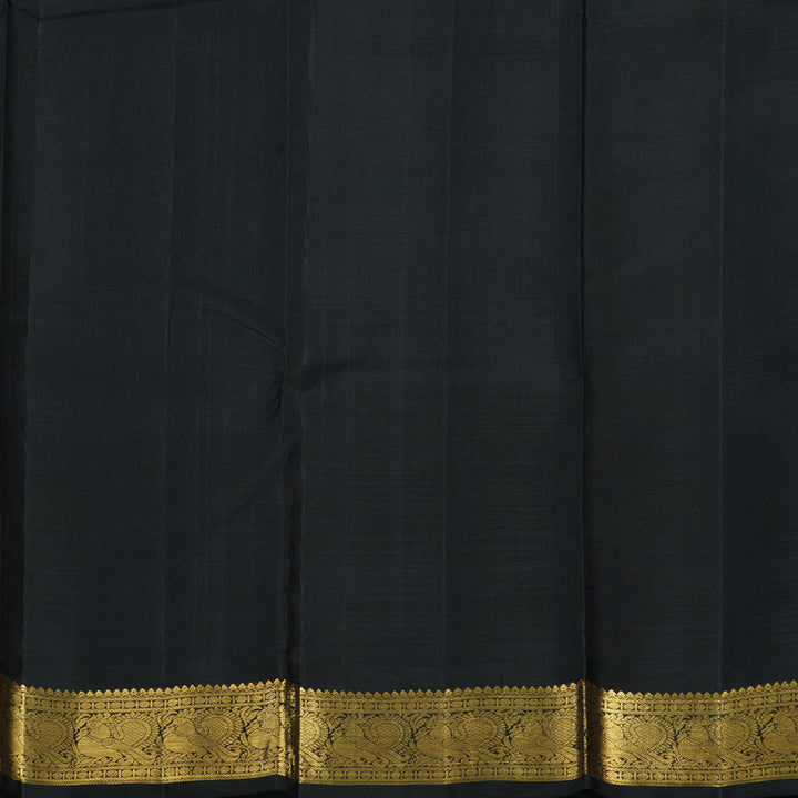 Hayagrivas Handloom Royal Grey Kanjivaram Silk Saree with Black Border KBE2324B5-1