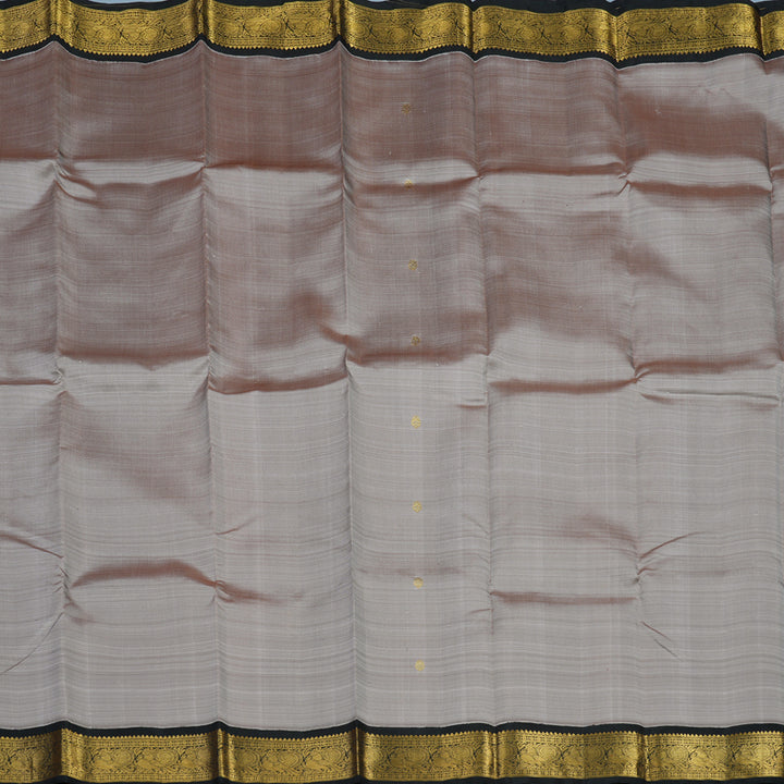 Hayagrivas Handloom Royal Grey Kanjivaram Silk Saree with Black Border KBE2324B5-1