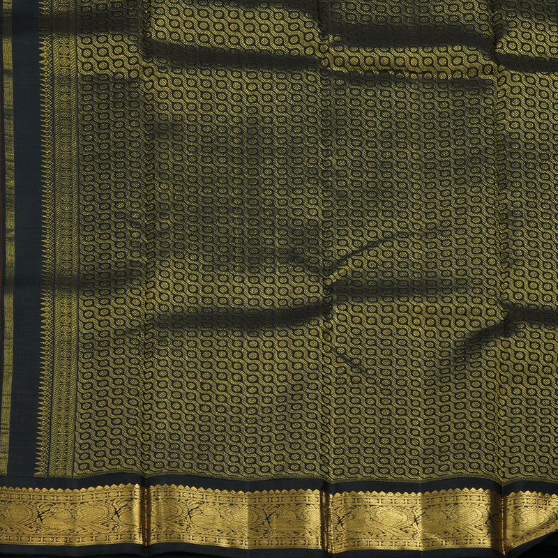 Hayagrivas Handloom Royal Grey Kanjivaram Silk Saree with Black Border KBE2324B5-1