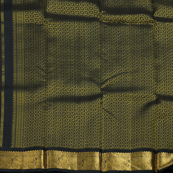 Hayagrivas Handloom Royal Grey Kanjivaram Silk Saree with Black Border KBE2324B5-1