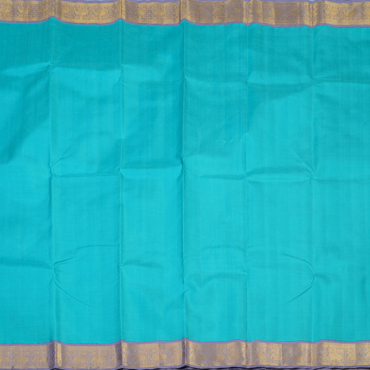 Hayagrivas Handloom Sky Blue Kanjivaram Silk Saree with Lilac Border KBE2325B4-1
