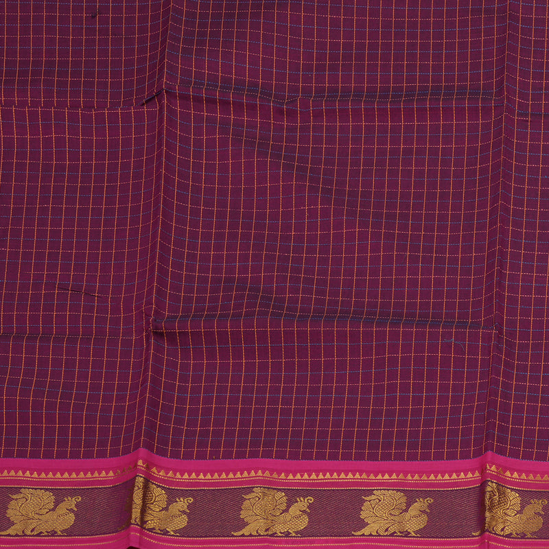 Hayagrivas Dark Purple Handloom Pure Cotton Saree with Ganga Jamuna (Green And Pink) Border KBE232D1-10
