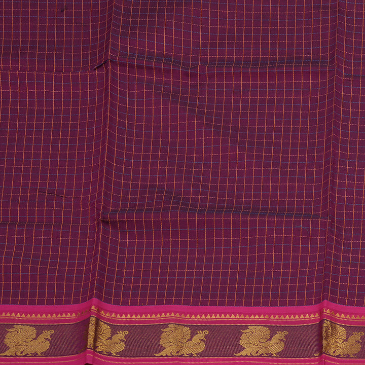 Hayagrivas Dark Purple Handloom Pure Cotton Saree with Ganga Jamuna (Green And Pink) Border KBE232D1-10