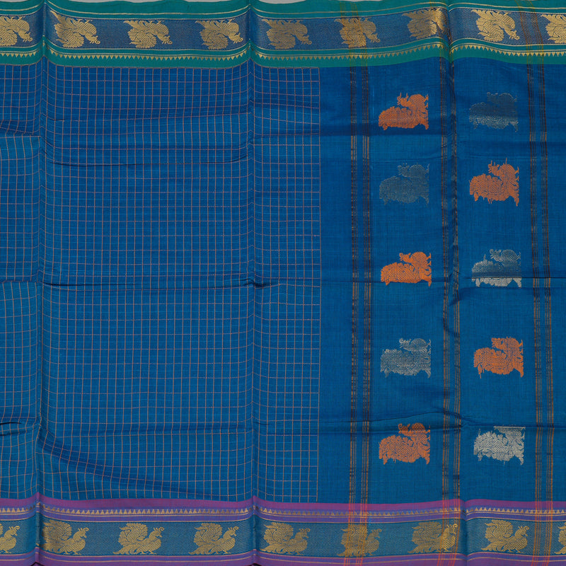 Hayagrivas Handloom Pure Cotton Saree in Charming Blue KBE232D1-3