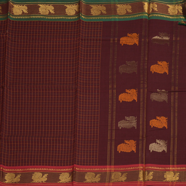 Hayagrivas Handloom Pure Cotton Saree in Luxurious Wine Maroon KBE232D1-6