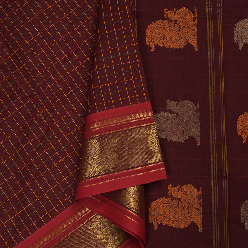 Hayagrivas Handloom Pure Cotton Saree in Luxurious Wine Maroon KBE232D1-6