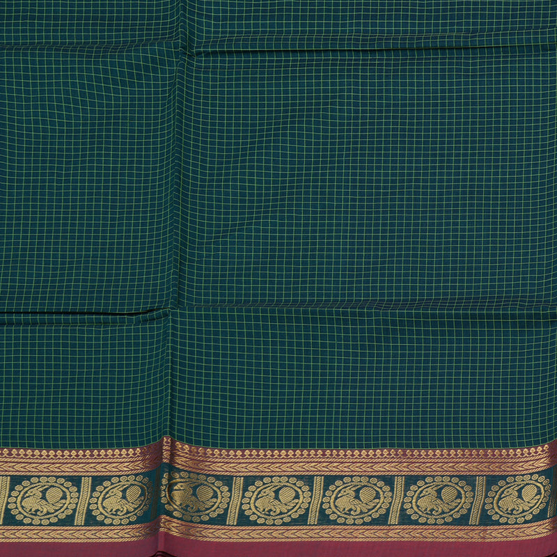 Hayagrivas Handloom Pure Cotton Saree in Magnetic Peacock Blue KBE232D2-1