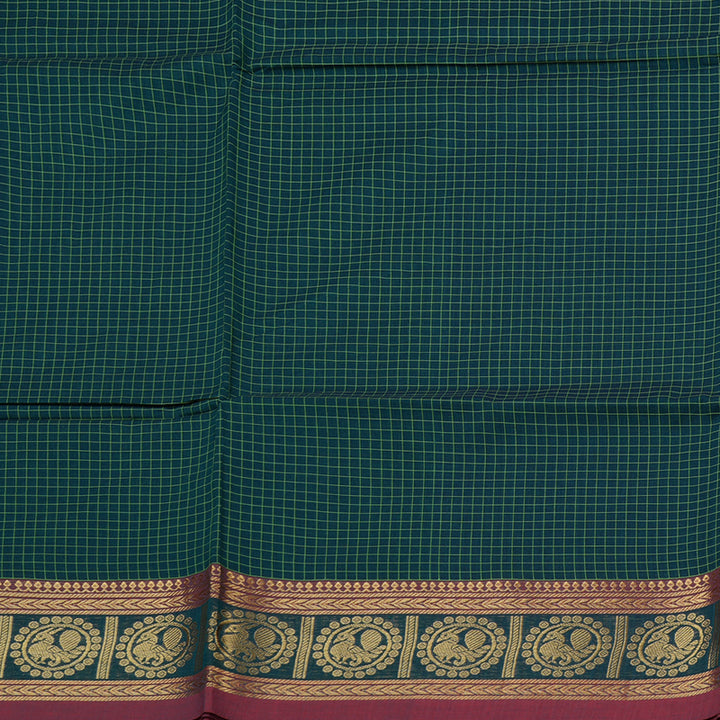 Hayagrivas Handloom Pure Cotton Saree in Magnetic Peacock Blue KBE232D2-1