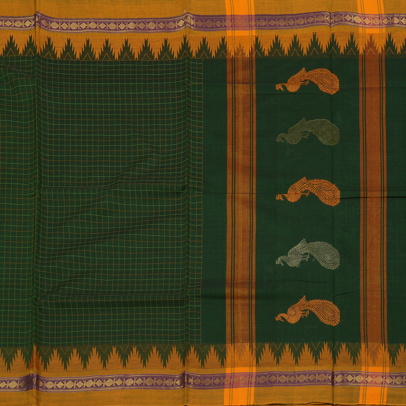 Hayagrivas Handloom Pure Cotton Saree in Majestic Bottle Green KBE232D2-5