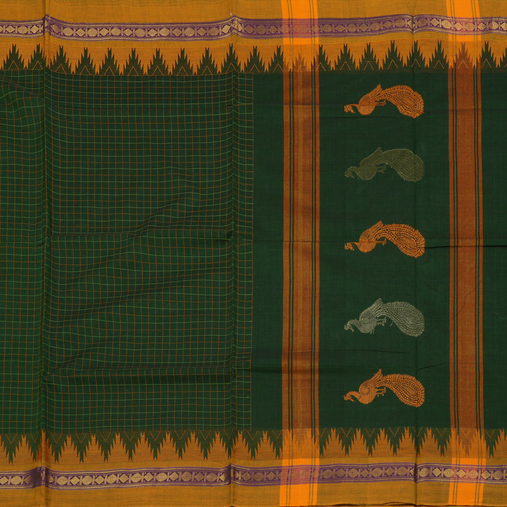 Hayagrivas Handloom Pure Cotton Saree in Majestic Bottle Green KBE232D2-5