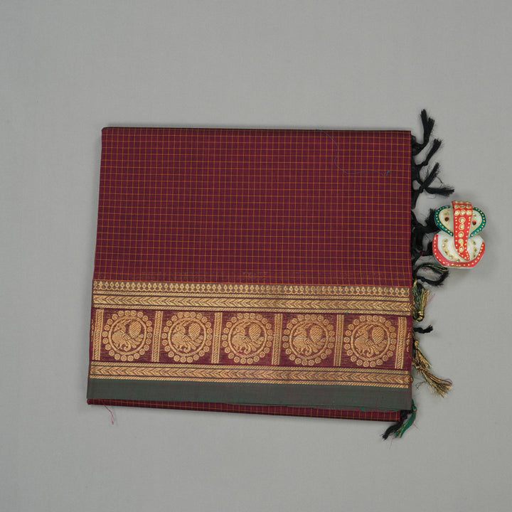 Hayagrivas Handloom Pure Cotton Saree in Intense Wine Maroon KBE232D2-8