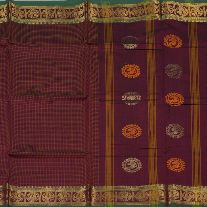Hayagrivas Handloom Pure Cotton Saree in Intense Wine Maroon KBE232D2-8