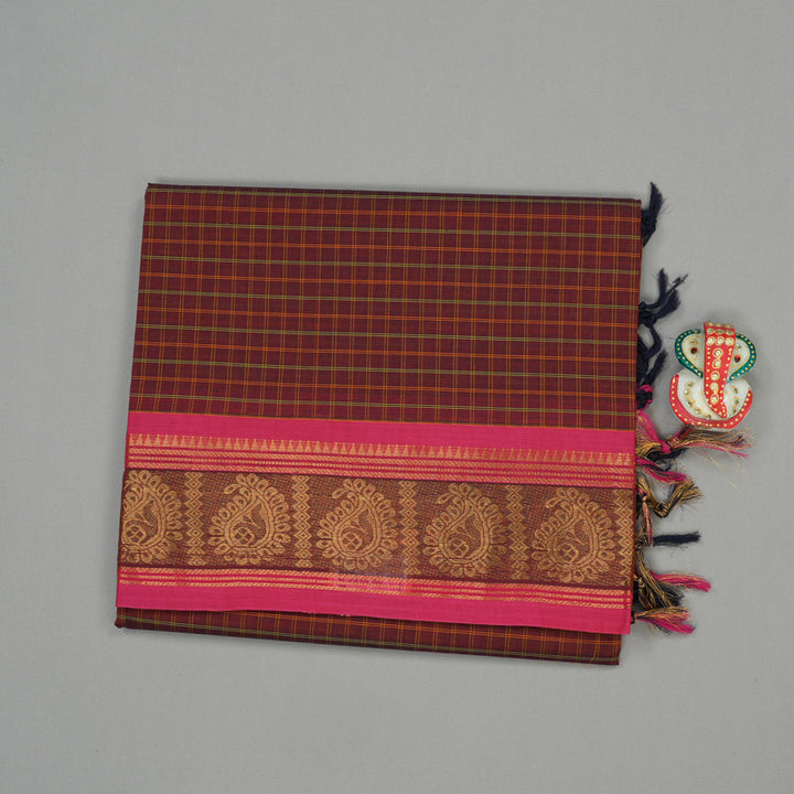 Hayagrivas Handloom Pure Cotton Saree in Luxurious Wine Maroon KBE232D3-1